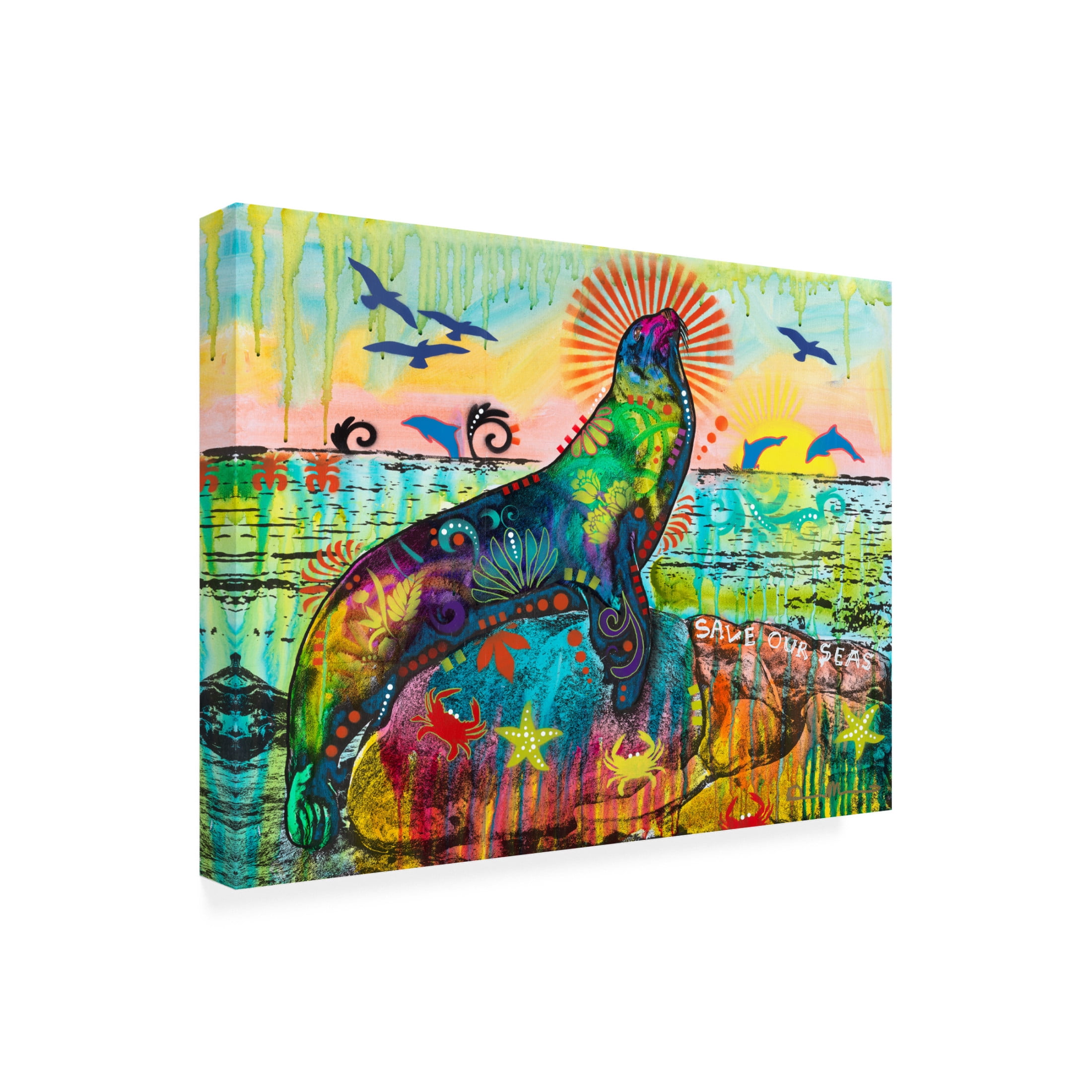 Canvas Wall Art - Dean Russo 'Save Our Seas' Wall Art for Living Room, Bedroom, or Office Décor by Trademark Fine Art - 19 x 14 Inches