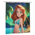 thumbnail image 2 of Cortina de ducha de Kim Possible con diseño de dibujos animados, con 12 ganchos, impermeable, lavable, de poliéster, para decoración del baño, 60 x 72 pulgadas, de plástico, 2 of 8
