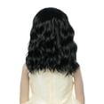 thumbnail image 4 of RightOn 14" Black Wig Children Girls Wig Short Bob Curly Wavy Wig for Kids with Wig Cap, 4 of 8