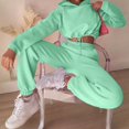 thumbnail image 3 of Huankd Sweatsuits for Women Set 2 Piece Tracksuits Outfits Casual Long Sleeve Crop Hoodie Jogger pants Matching Sets Green M, 3 of 6