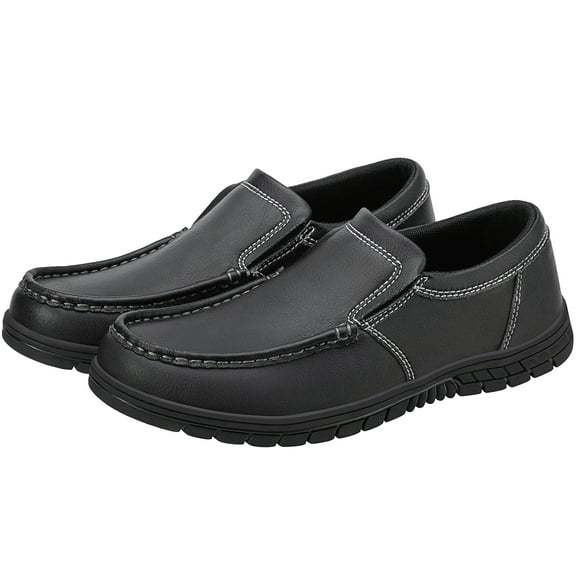 Camel Crown Leather Shoes for Men Loafers Soft Mens Slip on Shoes Casual Comfort Moccasin Daily Flats Driving Lightweight Walking Sneakers Shoes Outdoor Black