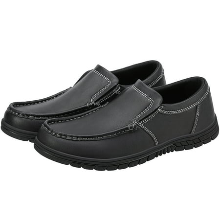 

Omagie Leather Shoes for Men Loafers Soft Mens Slip on Shoes Casual Comfort Moccasin Daily Flats Driving Lightweight Walking Sneakers Shoes Outdoor Black
