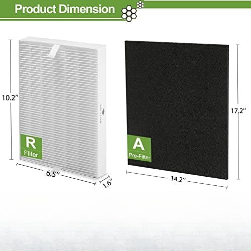 HPA300 HEPA Filter Replacement for Honeywell HPA300 Series Air Purifiers HPA300, HPA300VP, HPA304, HPA3300, Replace HRF-R3 (3 Ture HEPA R Replacement Filter + 4 Activated Carbon Pre-Filter)