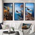 thumbnail image 1 of Designart "On The Boat Sailing II" Boat Framed Wall Art Set Of 3 - Yellow Boat Frame Gallery Set For Office Decor, 1 of 6