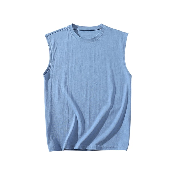 pstuiky Camiseta sin mangas para hombre, Camiseta deportiva de verano informal de color liso sin mangas y cuello redondo para hombre Chaleco de hombre xl