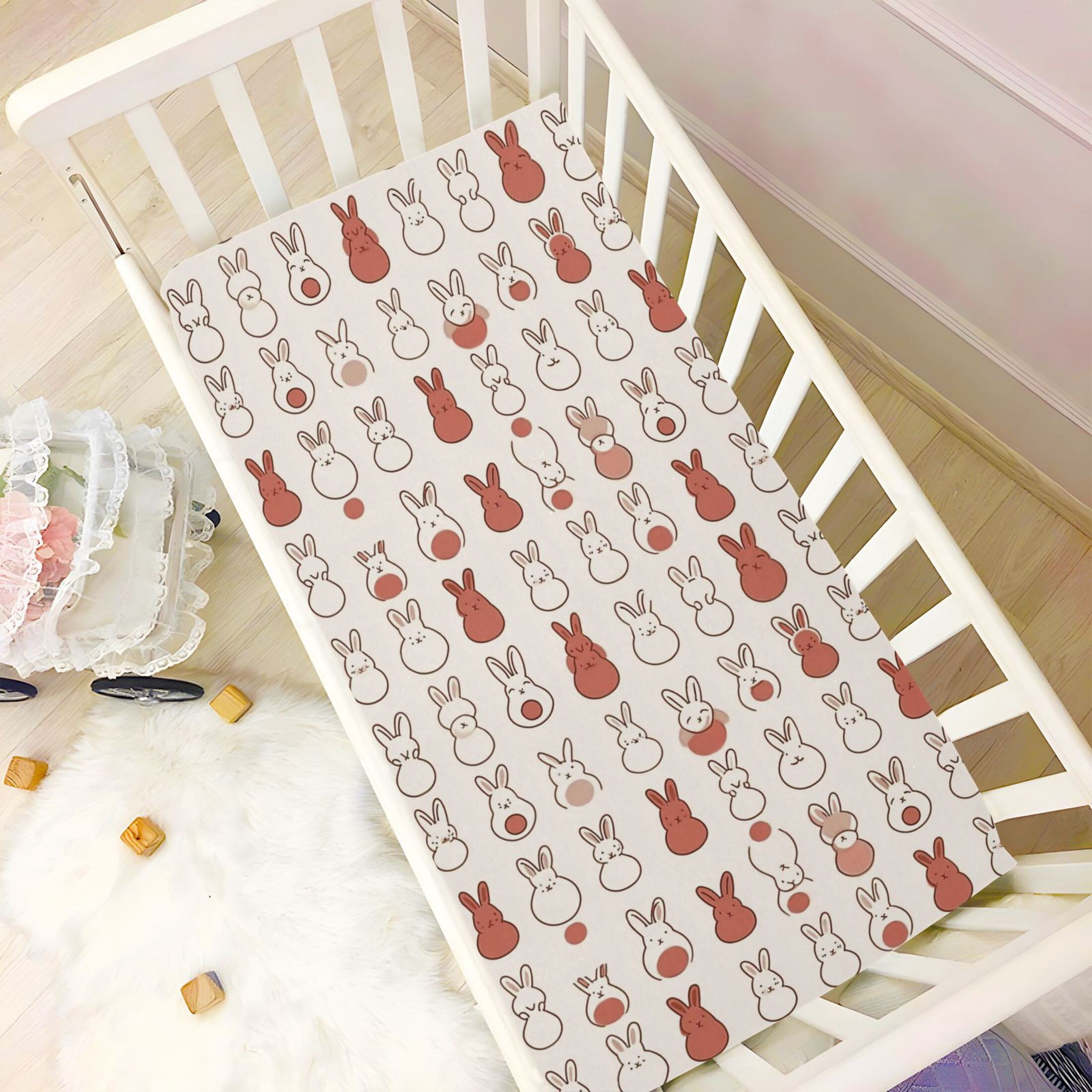 Baby Essentials 52”x 28”- Standard Cotton-like Modal Elastic- Cute Design Crib Sheets for Newborns and Toddlers