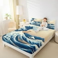 thumbnail image 4 of Feelyou Japanese Ocean Wave Queen Sheet Sets, Kawaii Capibara Animal Flat Sheet, Tokyo Mount Fuji Queen Fitted Sheet, Lightweight Room Decor, 4pcs, 4 of 7
