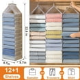 thumbnail image 3 of Wardrobe Clothes Organizer 1 Pack Hanging Closet Clothing Storage Dividers PVC Cabinet Pants Shelf Foldable Drawers with Hanger Hook for Organizing Bedroom Nursery Bathroom (Grey), 3 of 6