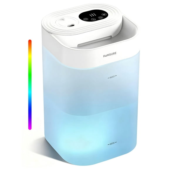 HUMSURE Bedroom Humidifier, 4.5L Cool Mist Floating for Household Plants, Silent Ultrasonic Humidifier, Aromatic Multi-Colour Controllable Light, leak-proof Easy to Clean