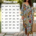 thumbnail image 6 of DISNIMO Floral Print Dress for Women V-Neck Midi Dress Casual Loose Maxi Dresses 3/4 Sleeve Long Shift Dress, 4XL, 6 of 6