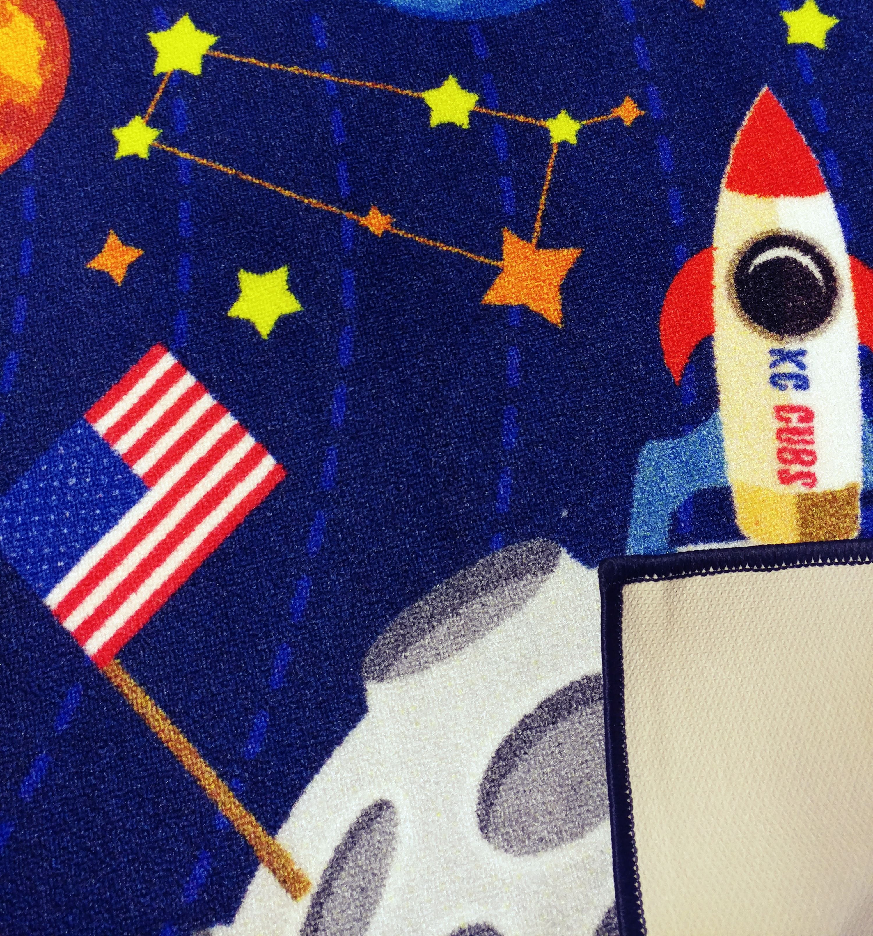KC Cubs Playtime Collection Multicolor Outer Space Educational 5'x6'6" Area Rug