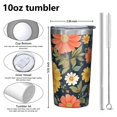 thumbnail image 4 of Pioneer Flower 10oz Tumblers Stainless Steel Tumbler with Lid and Straw,Vacuum Insulated Double Wall Travel Tumbler Cups with Cleaning Brush for Coffee, Tea, 4 of 4