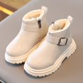thumbnail image 2 of Otqutp Winter Shoes for Toddler Fashion Children's Fashion Boots Girls' English Style Single Boots Side Zipper Boys' Fashion Buckle Short Cotton Boots(Beige,4-4.5 Years), 2 of 5