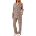 thumbnail image 3 of Weekease Pajama sets for Women Button up Tops Drawstring Pants Sleepwear Contrast Piping Fall Nightwear with Pockets, 3 of 7