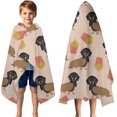 thumbnail image 3 of Dachshund Hotdog Fries Hooded Bath Towel，50"x30" for Ages 3 To 12 Kids, Quick Dry Lightweight Soft Microfiber Hood Beach Towel Cover Up for Kids, 3 of 7