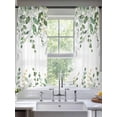 thumbnail image 3 of Sheer Curtains 72 Inches Long, Sage Green Eucalyptus Light Filtering Window Curtains for Living Room, Watercolor Spring Weeping Botanical Rod Pocket Voile Sheer Curtain Drapes, 52"W x 72"L, 2 Panels, 3 of 8