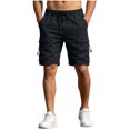 thumbnail image 1 of Elastic Waist Cargo Shorts for Men Solid Color with Pockets Button Bandage Casual and Fashionable Shorts, 1 of 9