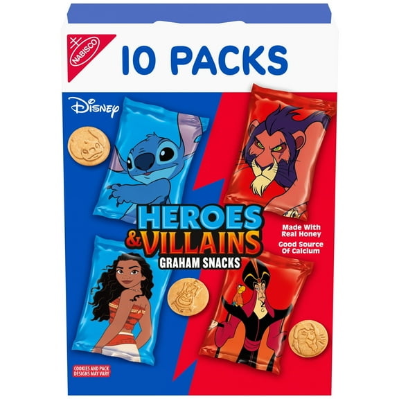 Disney Heroes and Villains Graham Snacks, Custom Cookies Variety Pack, Kids Snacks, 10 Snack Packs