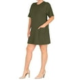 thumbnail image 3 of Women's Plus Size Casual Relaxed Fit Short Sleeves Front Pockets Solid T-Shirt Dress, 3 of 4
