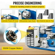 KFFKFF Mini Metal Lathe, 7x14 Benchtop Metal Lathe, with 3-jaw Chuck CNC Mini Lathe Machine, Precision Mini Lathe w/Tool Box Digital Display, 550W Variable Speed 2250RPM Metal Lathe,
