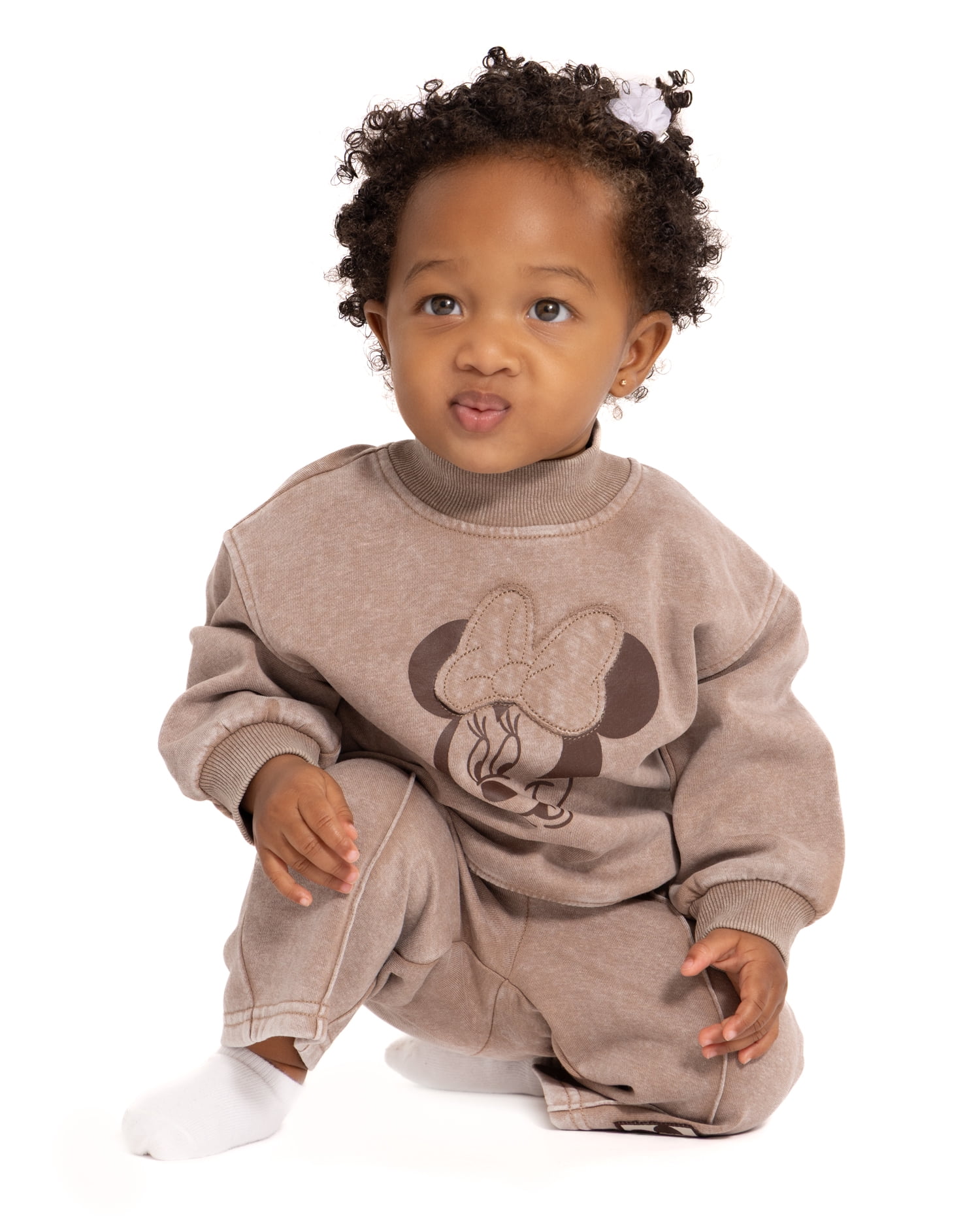 Minnie Mouse Baby Girls Mock Neck Sweatshirt and Pants Set, 2 Piece, Sizes 0/3M-24M