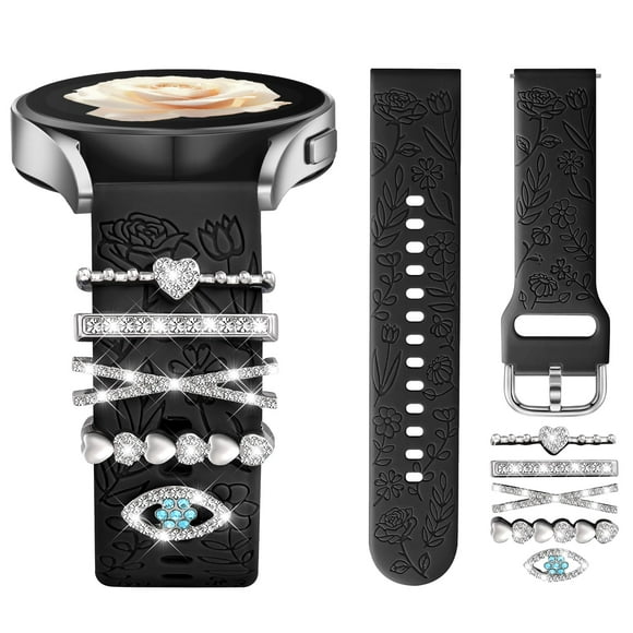 Correa de reloj DaQin grabada con flores, compatible con Samsung 40/44 mm