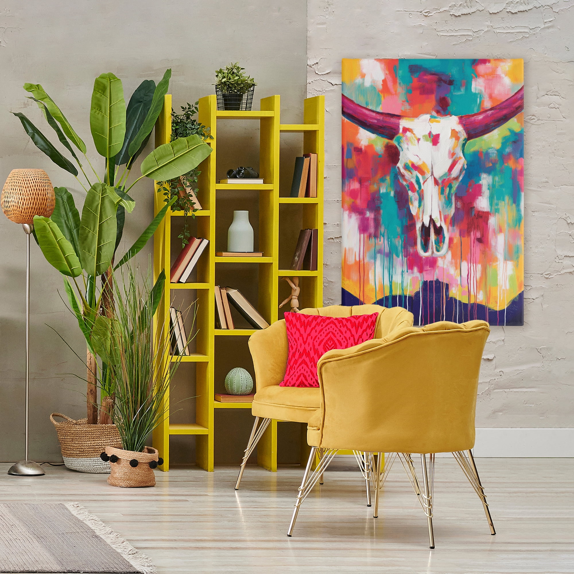 Stupell Industries Spirit Of The West Skull Canvas Wall Art, design by Chromatic Storm Studio
