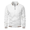 thumbnail image 2 of SUNSIOM Veste Bomber Légère pour Hommes Automne Imprimé Rayé Manches Longues Col Montant Zip Ajustée, 2 of 6