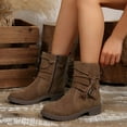 thumbnail image 2 of Women's Ankle Boots - Oversized Square Toe Suede Short Work Boots with Side Zipper and Round Toe, 2 of 9