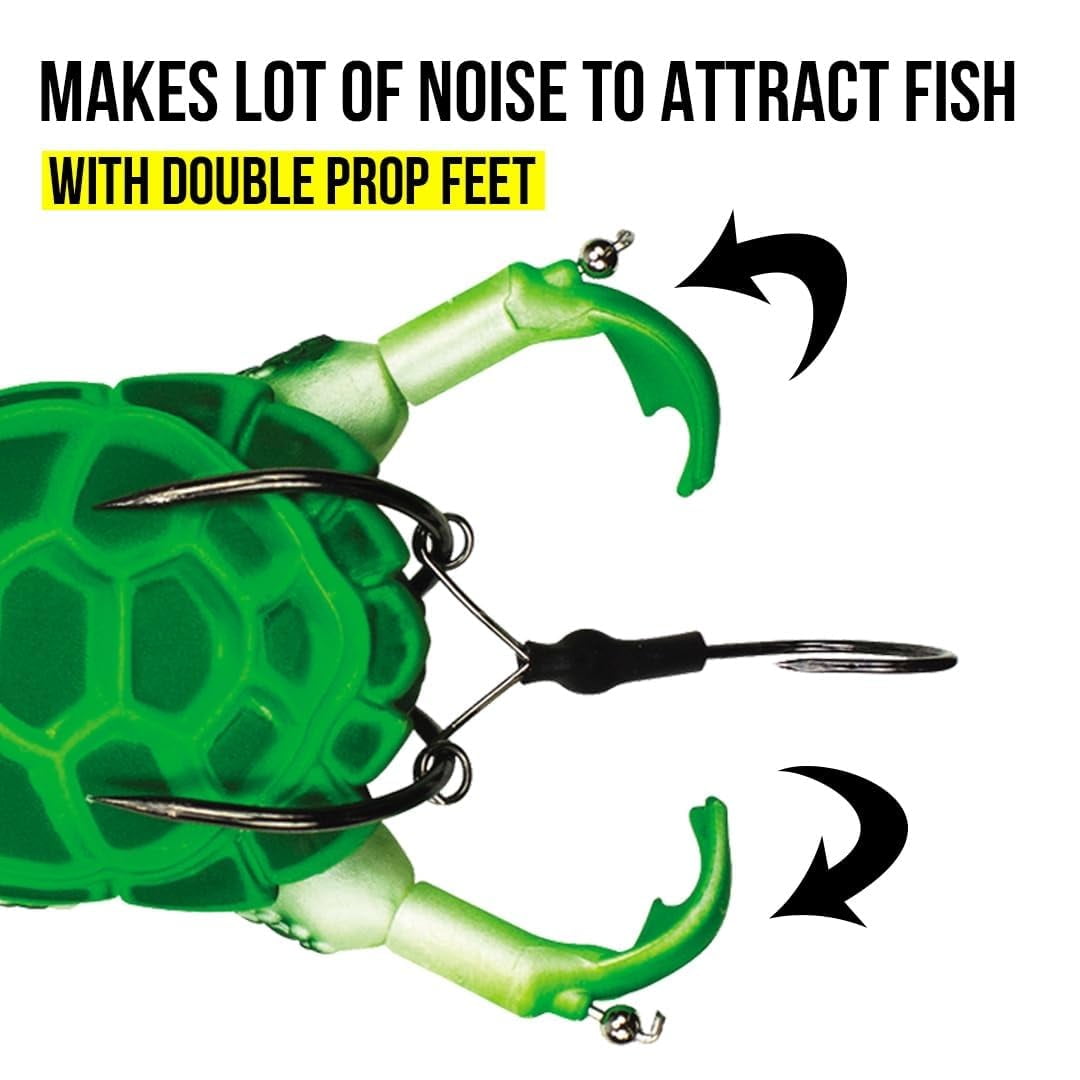 fake turtle fishing lures Original Doomzday 3 in. Soft Plastic Lure 5-Pk Single/double loud prop Weedless design Wide gap hooks Includes Prop Frog Lunkerhunt Turtle Fishing Lure for