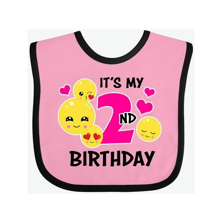 

Inktastic Its My 2nd Birthday with Emojis Gift Baby Girl Bib