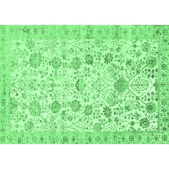 Ahgly Company Indoor Rectangle Persian Emerald Green Traditional Area Rugs, 5' x 7'