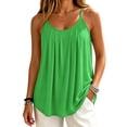 thumbnail image 5 of Yigetop Women's Pleated Tank Tops Spaghetti Strap Camisole Curved Hem Fashion Casual 2026 Summer Tops Daily Wear Green S, 5 of 6