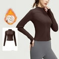 thumbnail image 2 of XUNKUSGA Women's Jackets Slim Fit Full Zip Fleece Yoga Tops for Women Lightweight Long Sleeve Turtleneck Jackets for Women Comfy High Stretch Running Yoga Tops with Pockets S-3XL Brown, 2 of 4