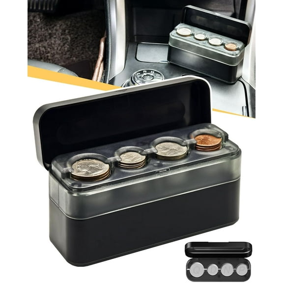 Coin Holder for Car Change Organizer Larger Capacity, Compatible with Coins of Different Size, Universal Storage Coin Money Dispenser Fit for Most Car Truck Accessories (2 Pack)