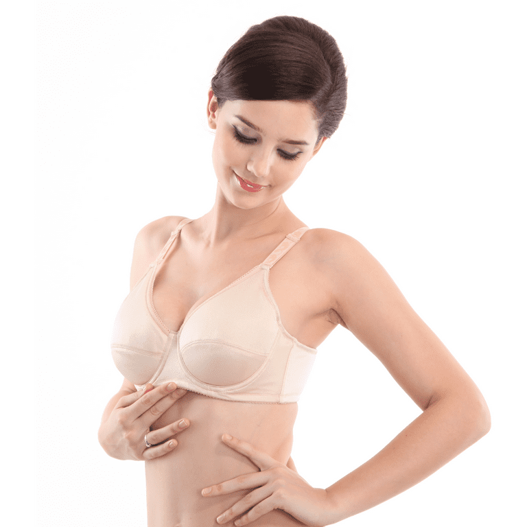 BIMEI Women's Mastectomy Bra with Pockets for Breast Prosthesis Wire Free  Fashion Everyday Bra Plus Size 8101,Beige,40A
