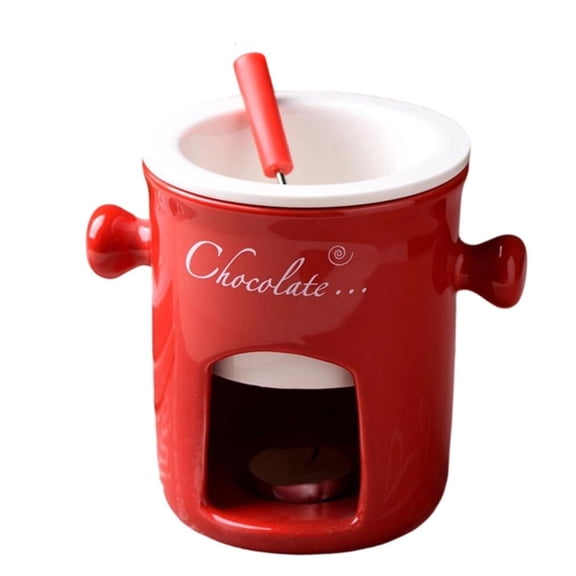 YIEMEEN Ceramic Melting Bowl for Chocolate Caramel Cheese Elegant Fondue Cup with Fork