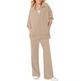 thumbnail image 5 of gakvbuo Fall Pullover Lounge Set Outfits With Pockets for Women 2 Piece Outfit Sets Long Sleeve Tracksuit Half Zip Lapel Sweatsuit Sweatshirt Wide Leg Pants Sportswear Suit Set, 5 of 9