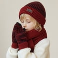 thumbnail image 5 of Bibifish Kids Hat Gloves Scarf Sets 3 Pc Knit Pattern Beanies Hat Gloves And Long Scarf Boys Girls Outdoor Activities Hat Gloves Scarf Sets, 5 of 6
