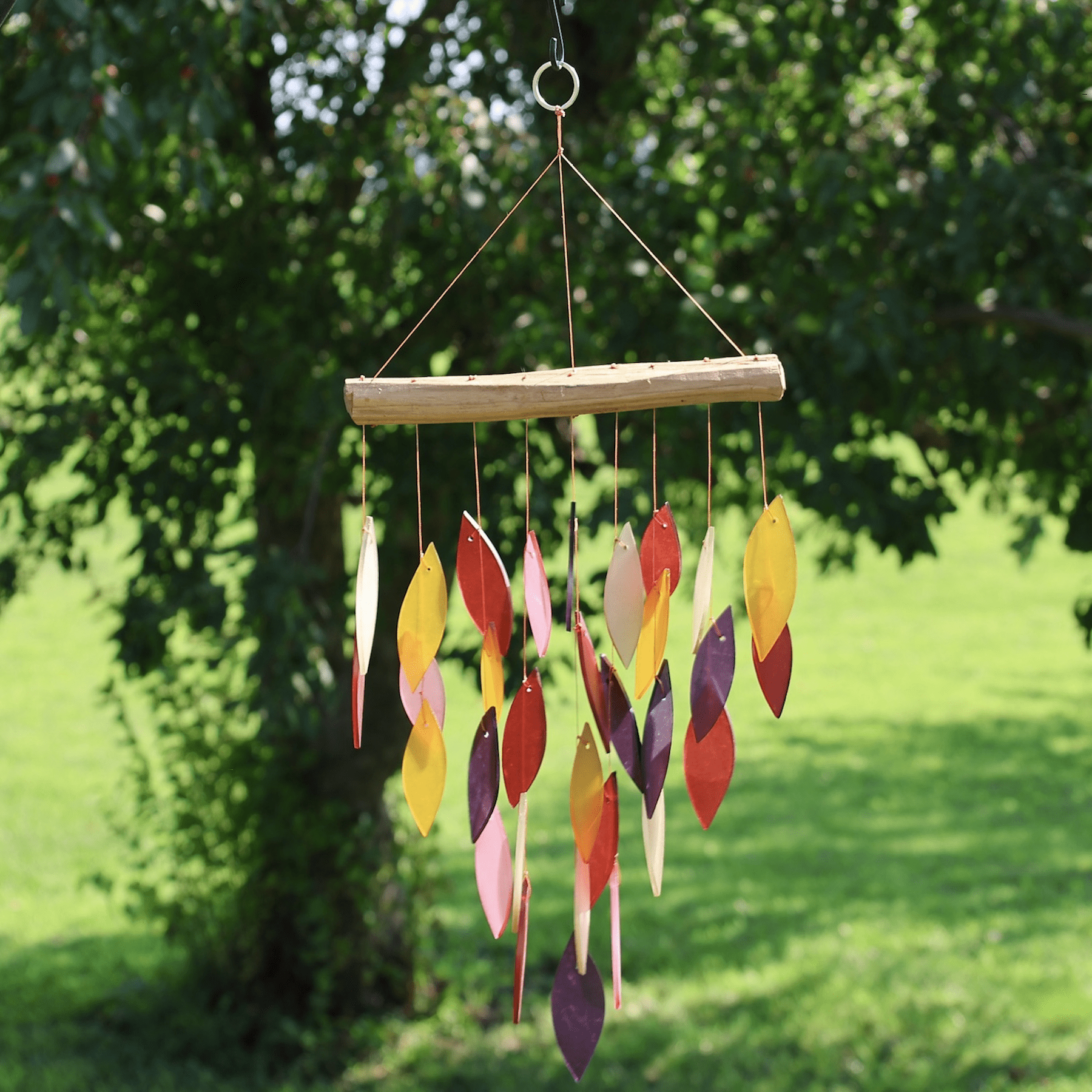 Blue Handworks Glass Wind Chime Fiesta Waterfall Wind Chimes Garden Decor
