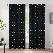 Bazaahm Black Full Blackout Curtains for Kids Juvenile Bedroom Colorful Metallic Polka Dots Printed Thermal Insulated Grommet Window Drapes, 84"L x 52"W 2 Panels