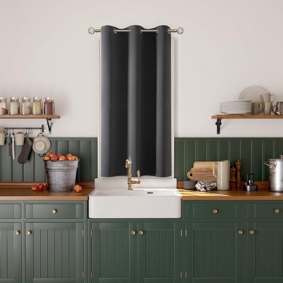 LKYUHGS-Kitchen Curtain 45 Inch Length, Short Blackout Curtain for Small Window, Grommet Privacy Thermal Insulated Tier Room Darkening Drape for Bedroom, 1 Panel, 38 x 45 Inch, Dark Grey