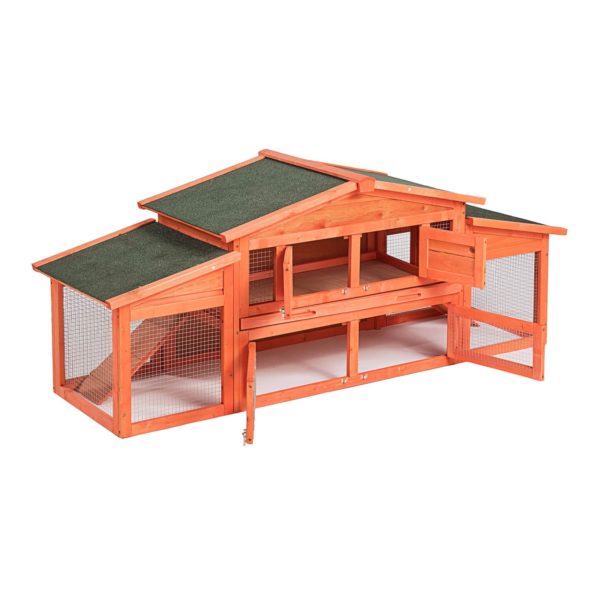 Kadyn 71' Chicken Coop Large for Animals, Wooden Outdoor Bunny Rabbit Hutch Hen Cage with Ventilation Door and 2 Run Play Area, Natural Kadyn 71' Chicken Coop Large for Animals, Wooden Outdoor Bunny Rabbit Hutch Hen Cage with Ventilation Door and 2 Run Play Area, Natural