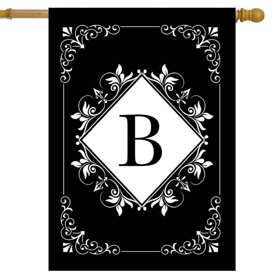 Briarwood Lane Black and White Monogram B Double-Sided House Flag