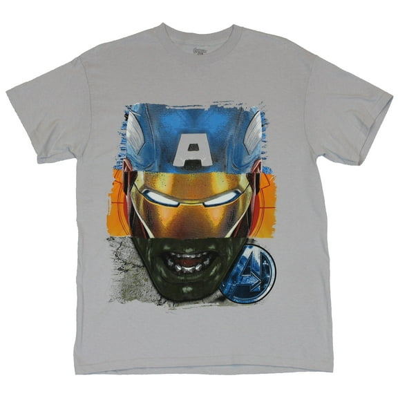 The Avengers Mens T-Shirt - Hulk Captain America Iron Man Thor Head Collage