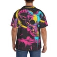 thumbnail image 3 of Fotbe Neon Gothic Skull Moon Camisa Estampada de Manga Corta para Hombre, Casual de Verano, Estilo Playero, Sin Arrugas-XX-Large, 3 of 5