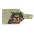 thumbnail image 2 of Cartoon Cutting Board, Bear Wearing Red Scarf Under Snow Winter Cold Weather Playroom Print, Decorative Tempered Glass Cutting and Serving Board, Wine Bottle Shape, Brown Sand Brown, by Ambesonne, 2 of 5
