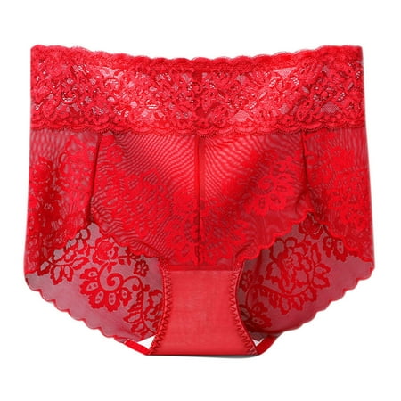 

YWDJ Women s Underwear Women Lace Open File Temptation Plus Size Panties Low Waist Free Breifs Red XL