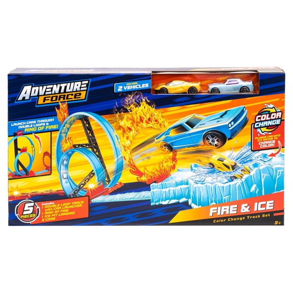 Adventure Force Fire and Ice, Color Change Track Set, Includes 2 Cars, Vehicle Playset, Kids Ages 3