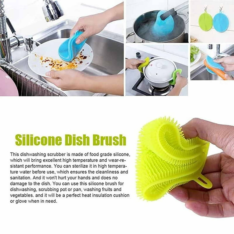 IZSOHHOME Silicone Brush Set for Kitchen,Dish Brush,Bottle Brush,Scrub Brush with Soap Dispenser,Countertop Cleaning Brush,Kitchen Cleaning (5pcs)